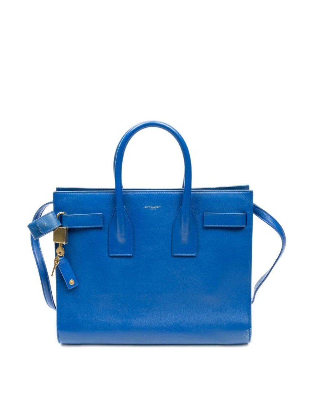 Saint Laurent Small Sac de Jour Blue Calfskin Leather Handbag